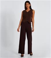 Women's Light Brown Straight Leg Knitted Trousers Quiz New Look
