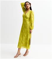 Women's Green Floral Patterned Long Sleeve Midi Dress New Look