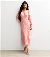 Women's Pink Floral Patterned Long Sleeve Midi Dress New Look