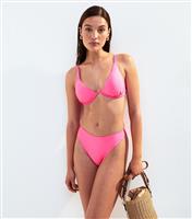 Women's Bright Pink Underwired Bikini Top New Look