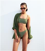Women's Green Polka Dot Bikini Bottoms New Look