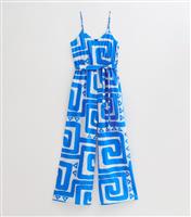 Women's Blue Swirl Print Wide Leg Jumpsuit New Look
