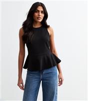 Women's Black Sleeveless Peplum Hem Top New Look