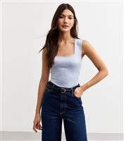 Women's Light Blue Square Neck Bodysuit New Look