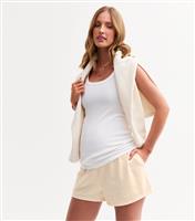 Women's Maternity Off White Elasticated Waist Jersey Shorts New Look