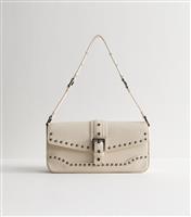 Cream Faux Leather Studded Buckle Strap Mini Shoulder Bag New Look
