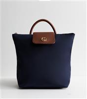 Navy Contrast Trim Backpack New Look