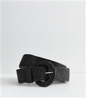 Black Raffia Look Belt New Look