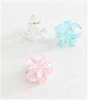 Pack of 3 Multicolour Tropical Flower Mini Hair Clips New Look