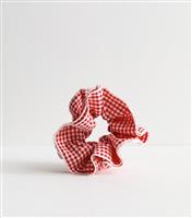 Red Frilly Gingham Scrunchie New Look