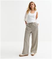 Women's Petite Cream Striped Trousers New Look