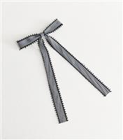 Black Gingham Bow Hair Slide New Look
