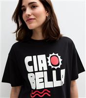 Women's Black Oversized Ciao Bella T-Shirt New Look