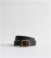 Black Faux Leather Belt New Look