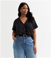 Women's Plus Size Black Button Up Top Curves New Look