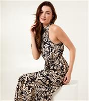 Women's Navy Printed Halterneck Dress Blue Vanilla New Look