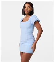 Women's Light Blue Puff Sleeve Mini Dress Pink Vanilla New Look