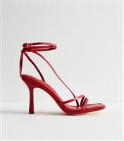 Women's Flossy Dark Red Faux Leather Strappy Sandals Public Desire New Look