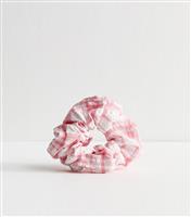 Pink Gingham Print Scrunchie New Look