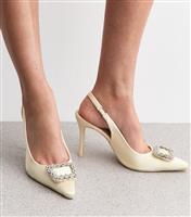 Women's Flint White Satin Slingback Court Shoes Public Desire New Look