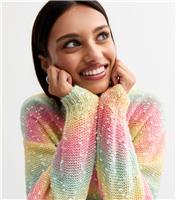 Women's Rainbow Knit Jumper Sunshine Soul New Look
