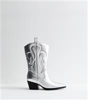 Women's Silver Calabasas Stitch Detail Boots Public Desire New Look