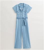 Women's Tall Light Blue Denim Jumpsuit New Look