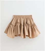 Women's Petite Stone Parachute Gathered Peplum Hem Mini Skirt New Look