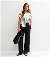 Women's Black Double Cloth Wide Leg Trousers New Look