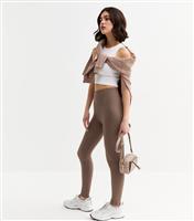 Women's Mink Ribbed Seamless Leggings New Look