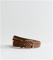 Tan Faux Leather Plait Detail Belt New Look