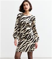 Women's Black Abstract Print Satin Mini Dress New Look