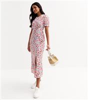 Women's Off White Berry Print Midi Dress New Look