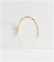Gold Starfish Faux Pearl Headband New Look