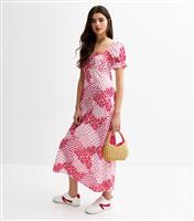 Women's Pink Floral Print Milkmaid Midi Dress New Look