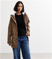 Women's Brown Leopard Print Water Resistant Unlined Raincoat New Look