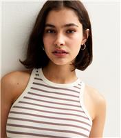 Women's Brown Striped Ribbed Racer Vest New Look