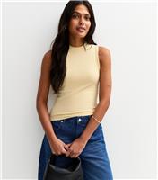 Women's Yellow Ribbed Racerback Tank Top New Look