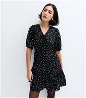 Women's Black Polka Dot Mini Dress New Look