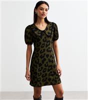 Women's Green Animal Print Textured Jersey Mini Dress New Look