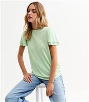 Women's Light Green Flutter Sleeve T-Shirt New Look