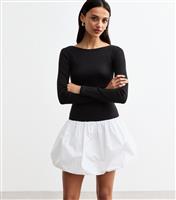 Women's Black And White Bubble Hem Micro Mini Dress New Look