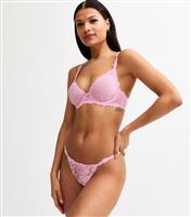 Women's Pink Rose Lace Thong New Look