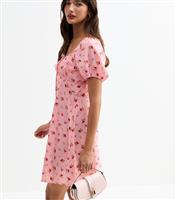 Women's Pink Floral Print Milkmaid Mini Dress New Look