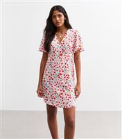 Women's Pink Berry Floral Print Mini Dress New Look