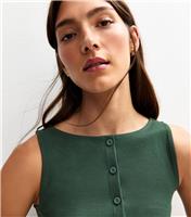 Women's Dark Green Rib Jersey Vest New Look