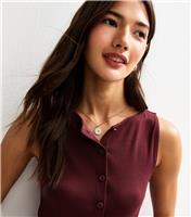 Women's Dark Burgundy Rib Jersey Vest New Look