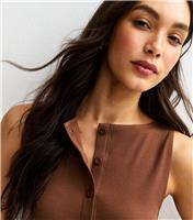 Women's Burnt Orange Rib Jersey Vest New Look