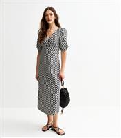 Women's Black Gingham Bow Back Midi Dress New Look