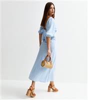 Women's Blue Gingham Bow Back Midi Dress New Look